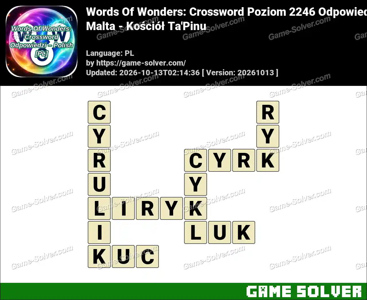 Words Of Wonders: Crossword Poziom 2246 Odpowiedzi – Malta – Kościół Ta’Pinu